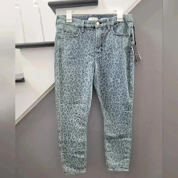 NWT Jen7 7 for All Mankind Ankle Skinny Jeans Sunrise Leopard Print Size 10 - Picture 2 of 7